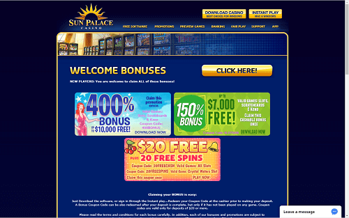 Sun Palace Casino Welcome Bonus
